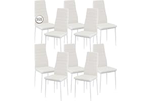 anrekl Juego de 10 sillas de comedor con reposabrazos, patas de metal, sillas de cocina modernas, cómodas sillas tapizadas para comedor, salón, cocina, color blanco