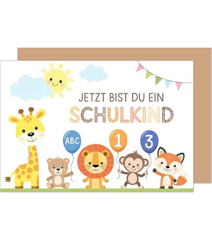Edition Seidel Premium Einschulungskarte Mit Umschlag – 11,5 X 17 Cm, Hochwertige Klappkarte Für Jungen & Mädchen
