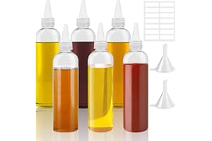 Sinofort Bottiglia Squeeze di Plastica,6 Pezzi 250ml 8oz Bottiglia per Squeeze,Flacone in Plastica per Salse con Tappo,per Ketchup, Senape, Mayo, Salse piccanti, Olio d'oliva