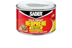 Sader Colle Contact Néoprène Liquide – Colle Extra Forte Tous Matériaux – Prise Immédiate – Idéale pour Surfaces Horizontales – Applicable au Pinceau – Boîte de 250 ml