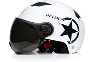 RYDZCLH Casco Moto Jet Motociclo Casco Aperto Mezzo Motocicletta Casco Demi Vintage Protettivo Casco Adulti Donna Uomo Mezzi Caschi Casco Moto Retro Casco Motociclista Certificazione ECE,Bianca