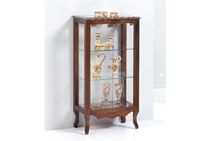 SPAZIO CASA Vetrinetta 2 Ante Piede a Sciabola in Legno Massello - Noce