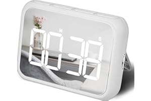 ROHOME Digital Large Display Visual Timer Stopwatch for Kitchen Teacher School Classroom Cooking, 99 Minutes Countdown Count-up, Magnetic, Makeup Mirror LED, Easy for Kids, Loud or Mute Volume (White)