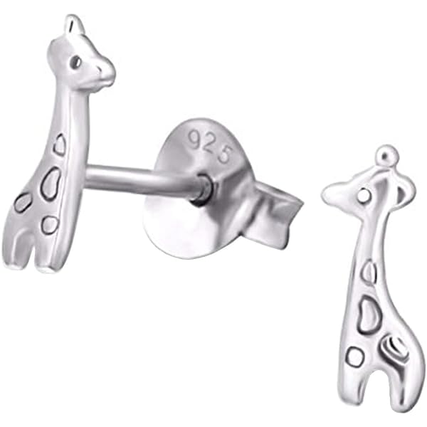 Orecchini A Perno In Argento 925 Con Giraffa | 11x6 Mm | Gioiello Britannico In Confezione Regalo