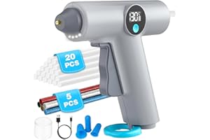 VZYNDIR Pistola Colla a Caldo,Pistola a Caldo,Pistola a Caldo per Colla,Pistola Colla a Caldo Senza Fili,con batteria da 2000 mAh,25 Stick di Colla e Cavo di Ricarica, per DIY, Regalo Natale,Uso Domestico