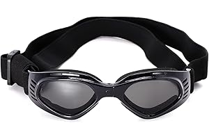 TRIROCK Tinted Dog Goggles and Sunglasses for Small and Medium Breeds, w/Chin Strap - 100% UV Protection, Windproof, Fogproof