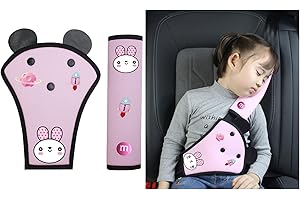 Furforstk Seatbelt Covers 2 Pcs Seat Belt Pads, Seatbelt Covers Kids, Seat Belt Pads for Kids, Kids Car Accessories, Prevent The Seat Belt from Cutting on The Neck and Abdomen (A Pink Jade Rabbit)