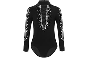 Xnihocha Boys' Ballet Leotard Long Sleeve Rhinestone Leotard Dance Bodysuit Slim Fit Shirt Body Latin Dance Costume