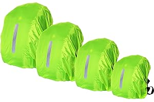 Exporee® 4 Piezas Funda Impermeable para Mochila con Tiras Reflectantes, Funda para Mochila de Agua, Funda para Lluvia para Niños y Adultos, 4 Tamaños Adecuado para Volumen 8~55L