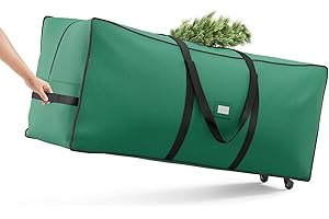 SONGMICS Borsa per Albero di Natale con Ruote da 4 cm, Custodia per Albero fino a 229 cm, per Albero Smontabile, Maniglie Regolabili, Tessuto Oxford 600D, Verde Foresta RXS004C03