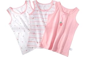 Allmeingeld Girls' 3 Pack Tanks Vest Sleeveless Top Assorted Cotton Undershirts for 3-10 Years
