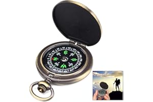 iwobi Kompass Outdoor Navigation, Messing Kompass Outdoor Portable, Taschenkompass Kompass Kinder Wasserdicht, Gravierter Kompass für Wandern Camping und Andere Aktivitäten im Freien Golden