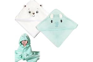 Kighdel 2 Pcs Hooded Baby Towel Baby Towels Newborn Baby Towel with Hood Baby Bath Towel Baby Hooded Towel Cute Animal Patterns Hooded Towel Baby Suitable for Newborn Baby Boys and Girls (80x80cm)