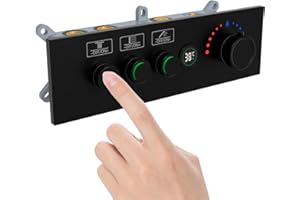 GETSHOWERSET Matte Black Thermostatic Shower Diverter Mixer Valve - 3-Way Push Button Control with Temperature Display and Flow Control, Concealed Brass Construction for Bathroom