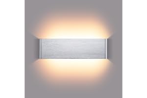 Glighone 16W Applique Murale Interieur LED, 32cm Lampe Murale Moderne Up Down Spot, Éclairage Mural en Aluminium Rectangulaire, Blanc Chaud 3000K pour Salon Chambre Escalier Couloir, Argent