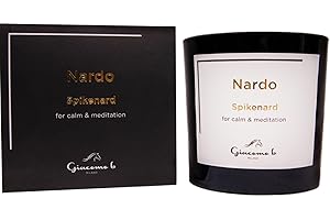 GIACOMO B Candela Profumata all'Olio Essenziale Di Nardo per Meditazione e Aromaterapia, Candela Profumata Regalo di Relax e Benessere fino a 60 Ore di Durata- Nero -350Gr