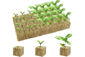 DELAIHUIL Rock Wool Cultivation 50 Pieces Rock Wool Cube Rock Wool Cultivation Mat Rock Wool Leaf Cultivation Grow Propagation Mat Bottomless Growing Hydroponics for Vegetables Cuttings Colonisation and