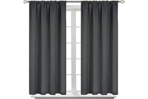 BGment Dark Grey Blackout Curtains 54 Inches Length for Bedroom - Rod Pocket Thermal Insulated Room Darkening Drapes Blinds for Basement Short Window Privacy, 42 x 54 Inch, 2 Panels