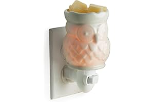 CANDLE WARMERS ETC Pluggable Fragrance Warmer- Decorative Plug-in for Warming Scented Candle Wax Melts and Tarts or Fragrance Oils, Porcelain Owl