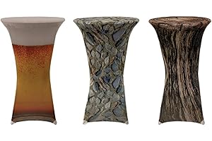 EXKLUSIV HEIMTEXTIL Stehtischhusse Stretch für Bistrotisch mit 4 Fußlaschen Motiv Ø 60x120 cm Baumstamm