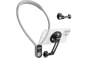 NEEWER Soporte de Cuello Magnético para Cámara de Acción y Teléfono, Cuello Trípode Pecho Compatible con dji GoPro Insta360 iPhone 15 Android, Soporte de Cuello para Grabación POV Vlog, Gris, GP16