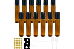 Loiina Roll on Glasflaschen für Ätherisches Öl - 12 Stück Roll on Flasche Leer 10ml, Roll on Glasflaschen für ätherisches öl für Ätherische Öle, Duftstoff, Kosmetika, Massagen