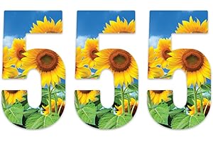 Pack of 3 Sunflower Sticky Numbers for Wheelie Bins - 5 ideal for Home, Office, Nurseries, Out Door Wheelie Bins, V1095 Packwith®