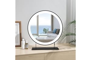 Heilmetz Hollywood Mirror Dressing Table, Vanity Mirror with Lights, Light up Mirror Makeup Mirror with Lighting 3 Color Temperature, Round Black Mirror ф40 cm