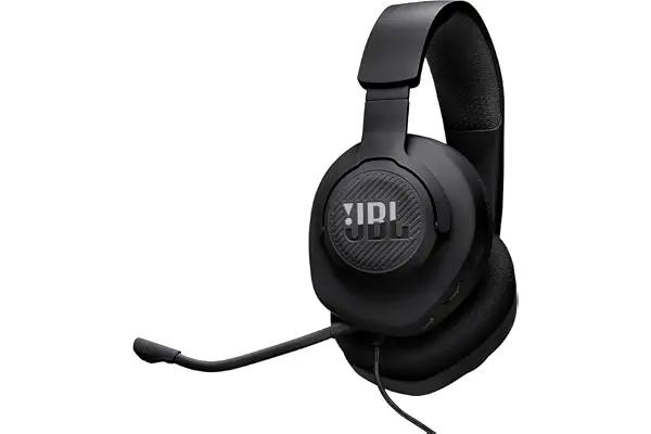 JBL Quantum 100M2 cascos circumaurales para gaming, JBL QuantumSOUND Signature, cable de audio de 3.5 mm, compatibles con múltiples plataformas, micrófono desmontable, función de silencio, negro