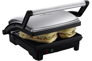 Russell Hobbs 3-i-1 grill, bordsgrill, kan öppnas 180°c, används som stekhäll, panini och smörgåsgrill, non-stick beläggning, justerbart gångjärn, 1800W, Cook@Home 17888-56