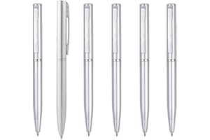 HFINGAQEX Paquete de 5 mini bolígrafos pequeños, retráctiles, de escritura, de acero inoxidable con accesorios de cobre, para cuaderno, escuela, oficina