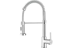APPASO Kitchen Tap, Polished Chrome Kitchen Sink Mixer Tap with Pull Out Sprayer 2 Water Modes, Stainless Steel Spring Sink Tap for Kitchen Swivel 360° for UK Standard Fittings, Durable & No Leaking