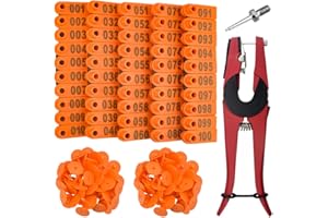 WMYCONGCONG Marques auriculaires numérotées 1-100 pour le bétail Etiquette d'oreille pour l'identification des animaux de ferme 1 Pièce Pince d'application de marque auriculaire pour chèvre et mouton
