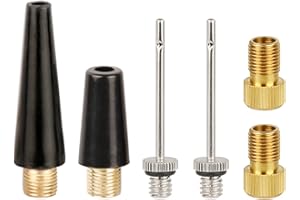 Aestustheri 6PCS Presta Valve Adapter Set - Bike Pump Converter Kit - Schrader Adapter & Ball Inflation Needles - Metal Air Nozzle Accessories for Bicycle & Ball
