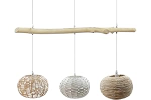LEDKIA LIGHTING - Lámpara Colgante Ratán y Madera Linfen | Diseño Boho-Chic | Compatible con Bombillas E27 | Cable y Altura Ajustables | IP20 Interior, Color Natural, Material Ratán