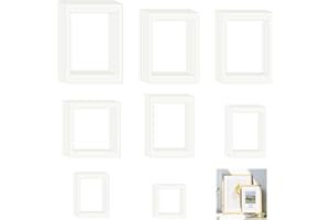 BSSMMAI 32 Pieces Photo Mounts, 8 Sizes of Picture Photo Frame Mounts Mats,Off-White Picture Mounts Frames Inside Aperture Card for Home Studio (Off White)