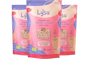 Lysa Preparato per Pancake Classico Bio al Cacao, colazione snack senza zuccheri aggiunti, ad alto contenuto di fibre con Avena senza glutine, Facile e veloce da realizzare, Vegan - 200g (1)