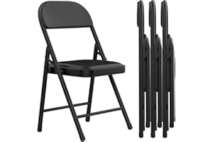 Rcynview lot 4 Chaises Pliantes interieures Exterieur, Chaise Pliante Confortable avec Assise Rembourrée en Simili Cuir, pour Chaises de Cuisine, Terrasse, Jardin et de Camping, Noir Chaise Salon