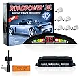 ROADPOWER Car Auto Vehicle Reverse Backup Radar System with 6 Parking Sensors Distance Detection + LED Distance Display + Sound Warning (White, 6 Parking Sensors)