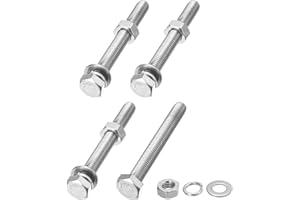 METALLIXITY Hex Head Screws Bolts, Nuts, Flat & Lock Washers Kits (M8-1.25x70mm) 4 Set, Stainless Steel Fully Threaded Machine Screws Bolt Set - for Home Appliance Equipment