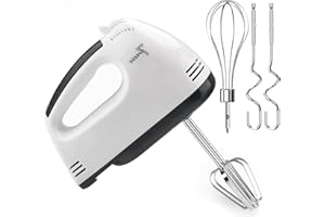 LEAFLAI Hand Mixer, 7 Speed Electric Cake Whisk Food Mixer Self-Control/Turbo Boost with 5 Stainless Steel Accessory Food Beater for Cake Bread