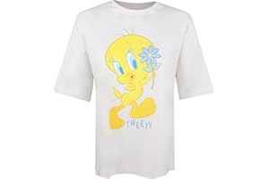 Cotton Soul Looney Tunes Tweety Flower damska koszulka oversize oversize, biała vintage
