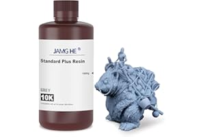 3D Printer Resin, JAMG HE 405nm High Precision & Low Shrinkage 3D Printing Standard UV Photopolymer Resin Suitable for 2K/4K/6K/8K/12K LCD Printers(1000g,Grey)