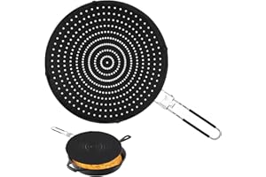 alouweekuky Spritzschutz Pfannen Silikon, 32cm Spritzschutz für Bratpfanne Mehrzweck Pfannenspritzschutz Spülmaschinenfest Universal Fettspritzschutz für Pfanne