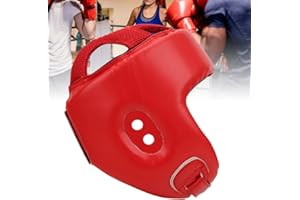 KIMISS Kask Bokserski PU, Osłona Głowy Sanda Kickboxing Skórzany Regulowany Trening Obrona Czarny Duży Rozmiar