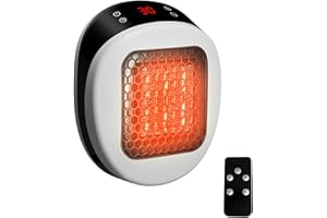 CARZIYER Riscaldatore a parete per casa con telecomando, mini termoventilatore in ceramica, 600 W 15-32 ℃, timer 1-12 ore, sistema termostatico, basso rumore riscaldamento silenzioso (bianco)