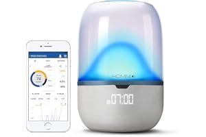 Terraillon Homni & Dot sleep sensor, Wake-Up Light/Dawn Simulation/Sleep Aid/Relaxation/Breathing Exercises – Fall asleep faster and wake up naturally