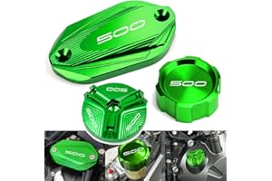 CCYYMOWOK MOWOK Moto Accessori Per Kawasaki Ninja500 Z500 Ninja 500 SE 2024 2025 Copertura Serbatoio Olio Fluido Freno Anteriore e Posteriore, Tappi per Bocchettoni di Riempimento Olio (Verde)