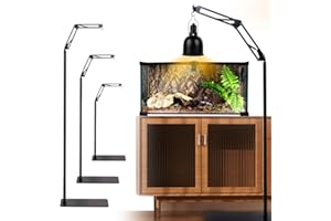 MENGBEI Reptilien Lampenständer, Verstellbarer Wärmelampenständer 360° Drehung Reptilien Lampenhalter mit Sockel, Terrarium Lichtständer für Tier Schildkröte Tisch Glas Tank Vivarium Käfige