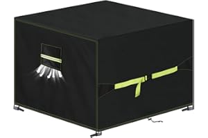 VDISRR Funda Mesa Exterior Impermeable 150x150x75cm, Tela Oxford 420D Funda Protectora Muebles de Jardin Cubre Mesa y Sillas Exterior con Salida de Aire Anti-UV, Antivento, Antipolvo